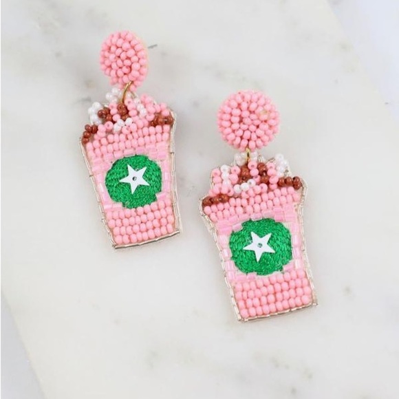 Frappuccino  Coffee Inspired Seed Bead Earrings Starbucks - Picture 4 of 5
